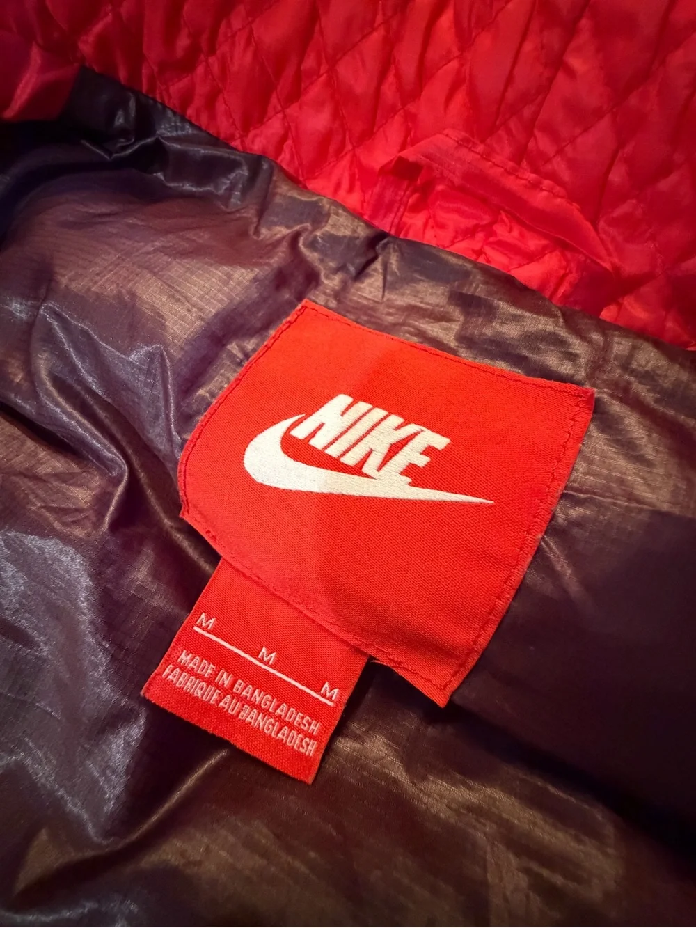 Nike Red Quilted Down Puffer Vest Size M (Runs Small)